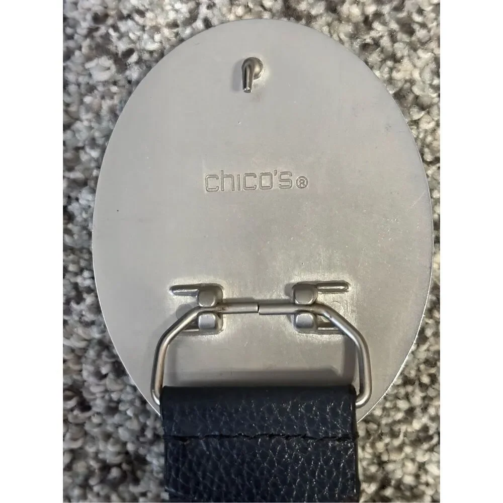 Chico’s Embossed Buckle Leather Belt